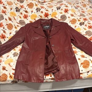 Women's Burgundy Leather Jacket